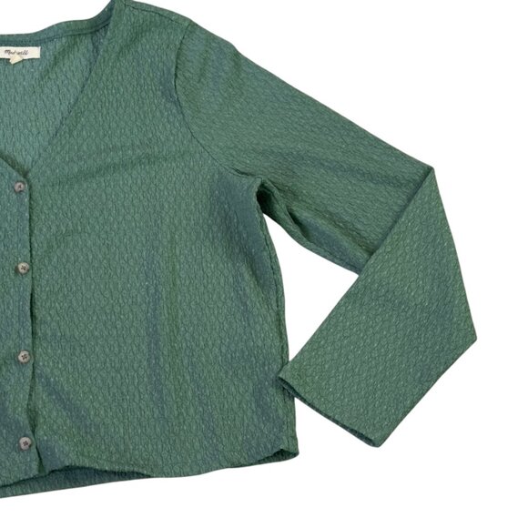 Madewell Womens Green Textured Button-Front Cardigan Sweater XL - Picture 4 of 10